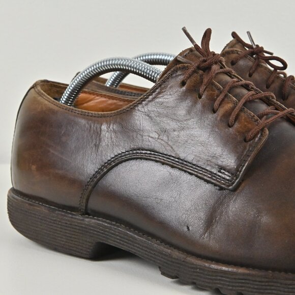 VTG Rockport Genuine Leather Vibram Sole Brown Oxfords US10 UK9.5 Made Portugal - Picture 14 of 16